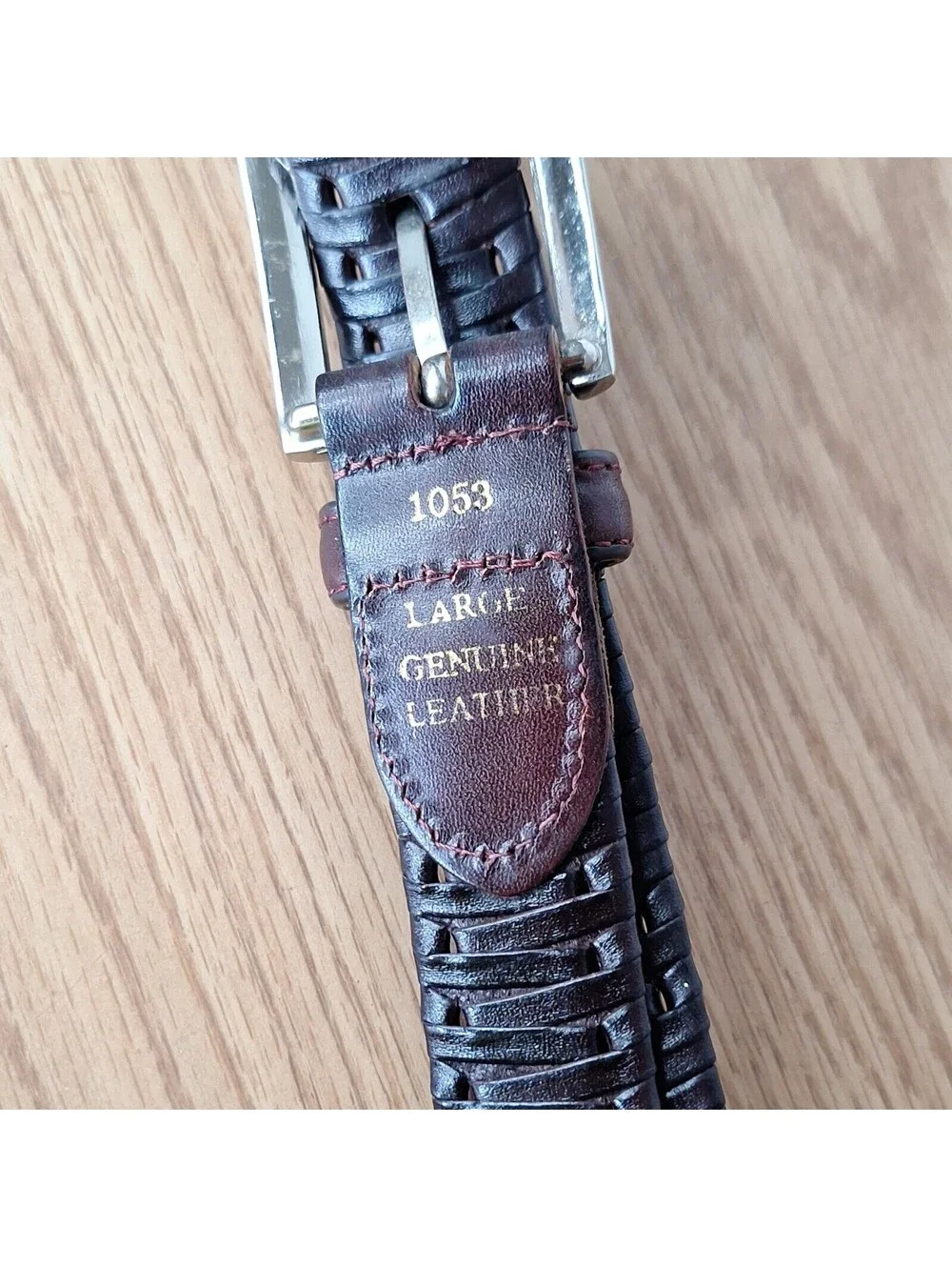 Vintage Dark Brown Woven Genuine Leather Belt Mens Large Braided Style 1053
